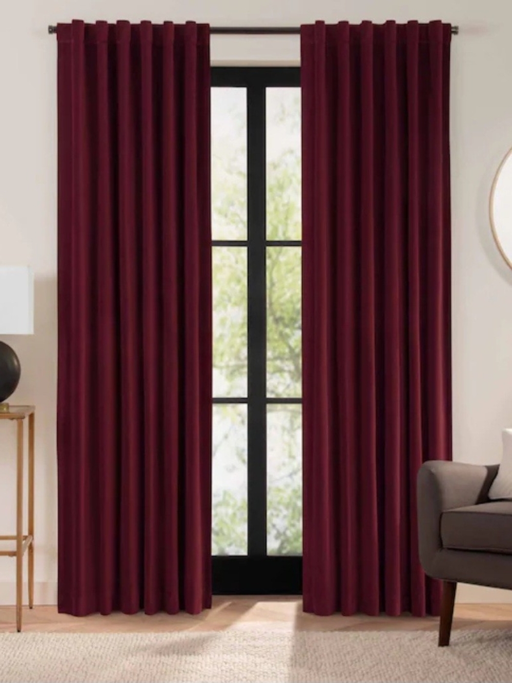 Eclipse Luxury Cotton Velvet 100% Blackout Rod Pocket Back Tab 84" x 50" Curtain